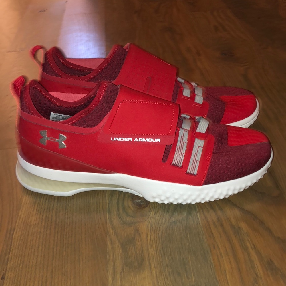 Red Under Armour gym shoes